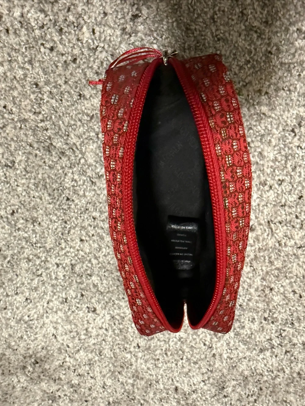 Pineda Covalin Tzompantli Toiletry Cosmetic Makeup Travel Pouch Red
